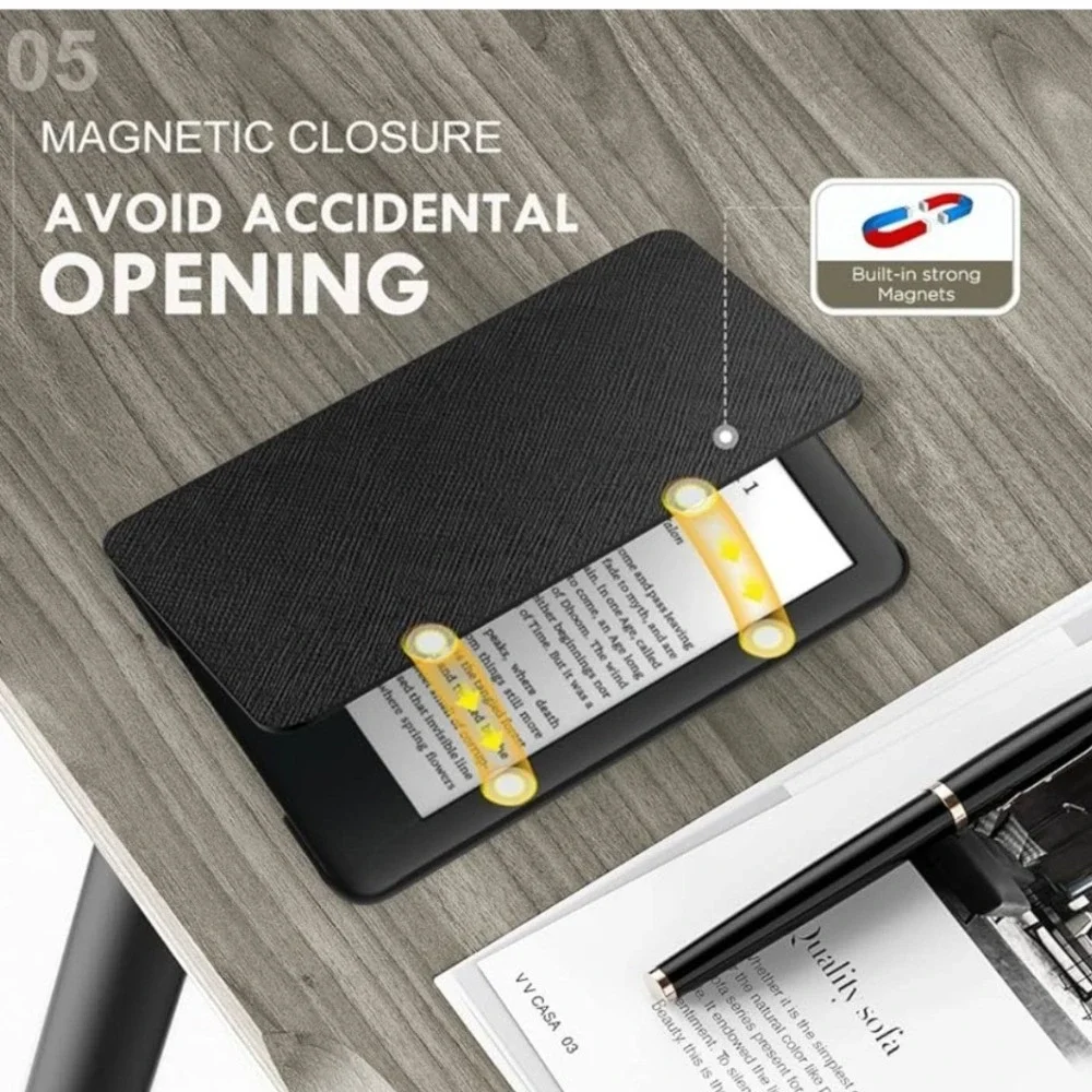 MoKo Black Slim Folio Case for Kindle 11th Gen 2024 2022 6